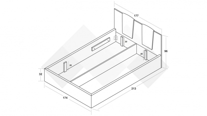 Тапицирана спалня 160/200 Камеа с включен матрак Бонел 160/200 черна със сребристо - изглед 3