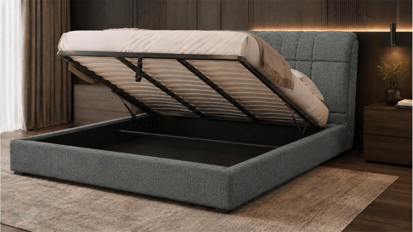 Тапицирана спалня 180/200 Милоа с включен матрак Sleep Nuvia 180/200 сив - изглед 2