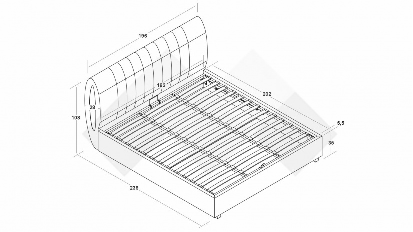 Тапицирана спалня 180/200 Милоа с включен матрак Sleep Nuvia 180/200 сив - изглед 3