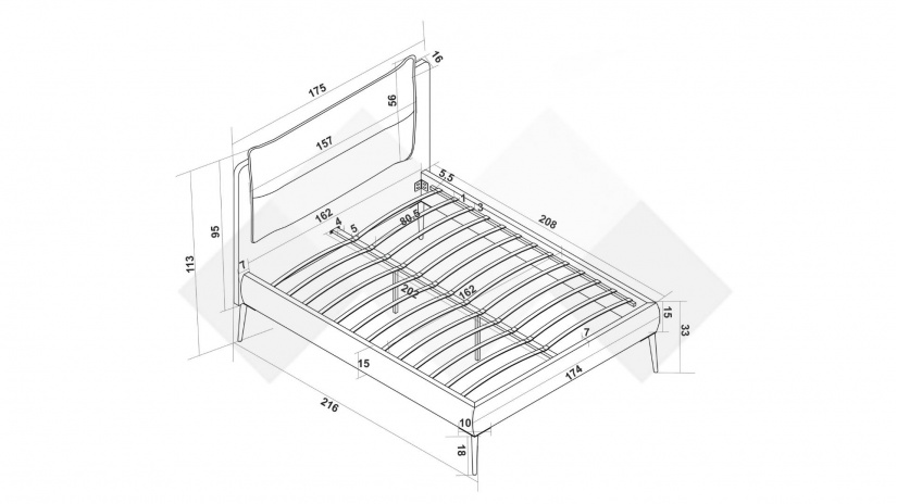Тапицирана спалня 160/200 Нарелия с включен матрак Sleep Nuvia 160/200 сив - изглед 6