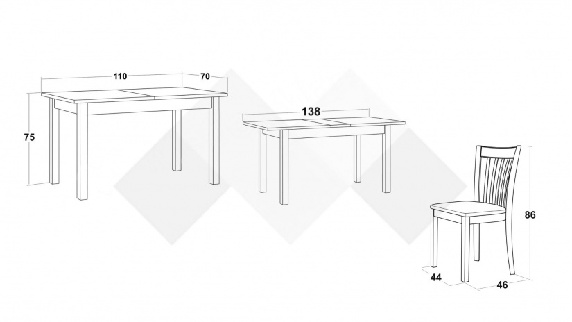 Трапезен комплект Нати M комплект със столове орех - изглед 3