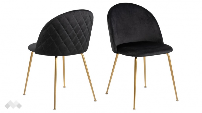 Трапезен стол Луиз черен със златно - изглед 2