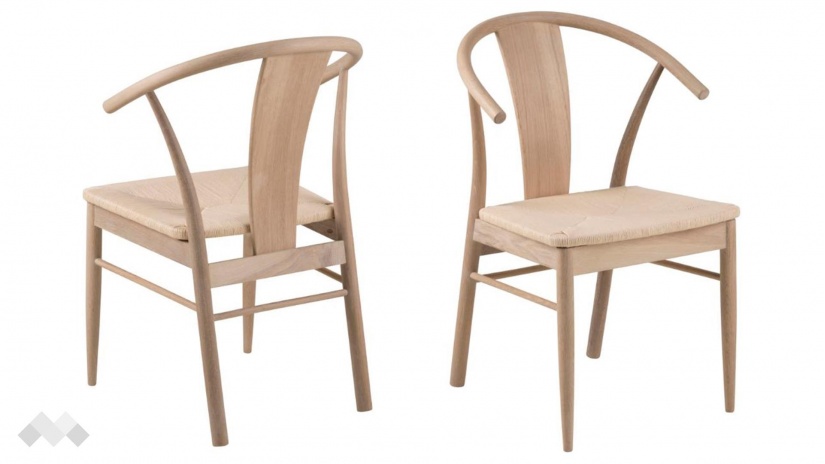 Трапезен стол Яник светъл дъб с бежово - изглед 2