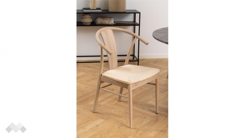 Трапезен стол Яник светъл дъб с бежово - изглед 5