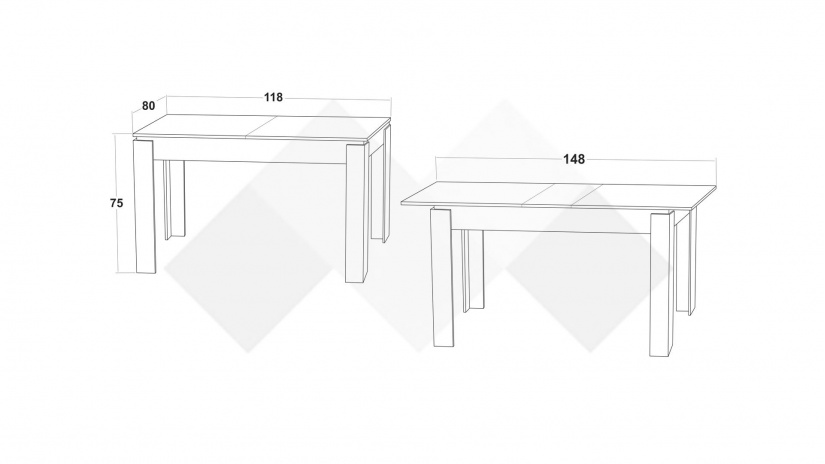 Трапезна маса Дени разтегателни венге със светла сонома - изглед 3