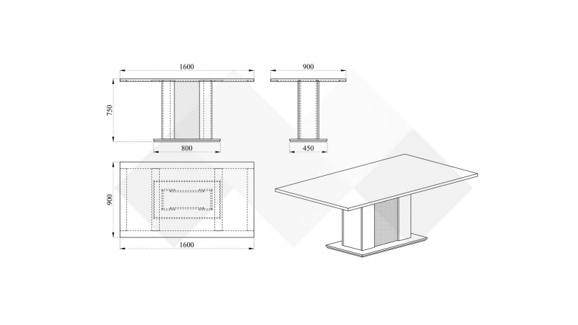 Трапезна маса Дина неразтегателни тъмна сонома - изглед 2