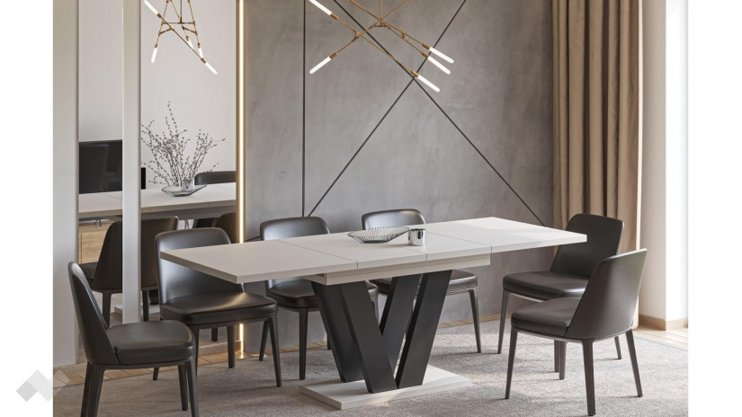 Трапезна маса Лареа разтегателни кашмир с черно - изглед 2