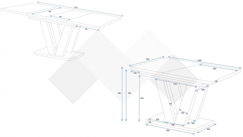 Трапезна маса Лареа разтегателни дъб артисан с черно - изглед 5