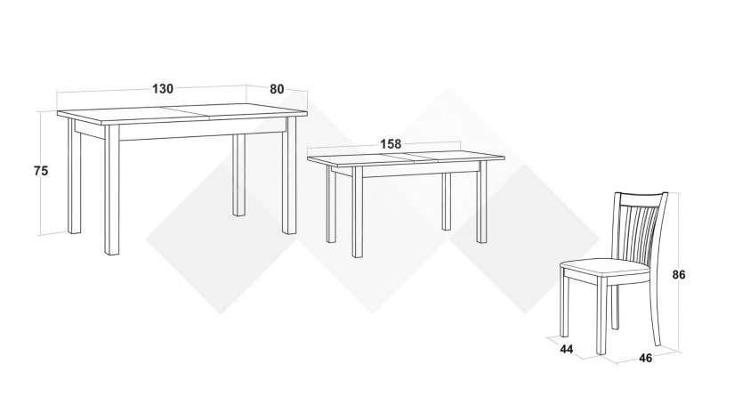 Трапезен комплект Нати L комплект със столове натурален - изглед 3