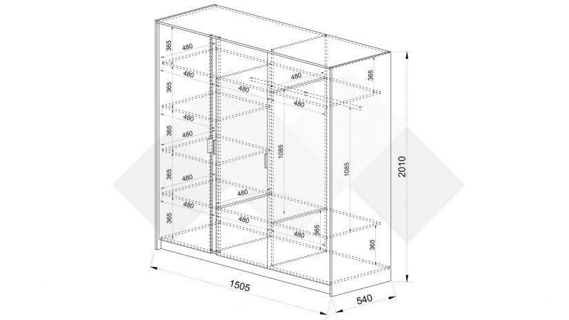 Гардероб Кашмир трикрилни кашмир - изглед 3 - МебелМаг Гардероб Кашмир трикрилни кашмир - изглед 3