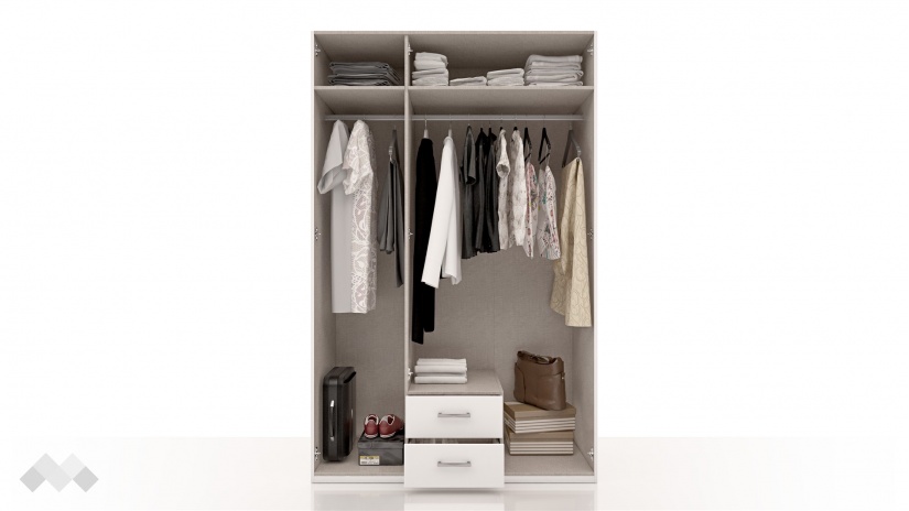 Гардероб Беатрис трикрилни бял - изглед 2