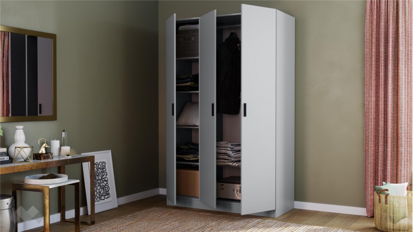 Гардероб Скай трикрилни нардо сив - изглед 2