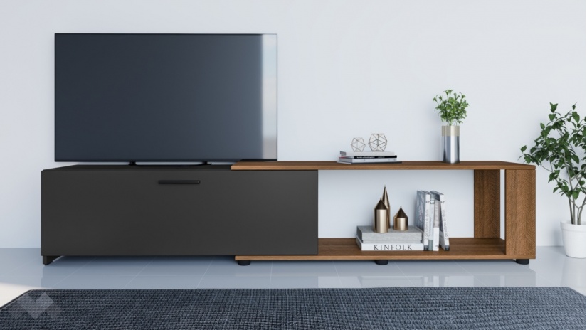 ТВ шкаф Ангел песаро с графит - изглед 2 - МебелМаг ТВ шкаф Ангел песаро с графит - изглед 2