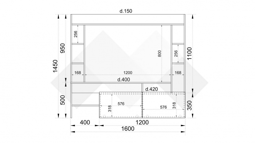 ТВ шкаф Боди с открити рафтове тъмна сонома - изглед 2 - МебелМаг ТВ шкаф Боди с открити рафтове тъмна сонома - изглед 2