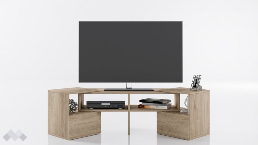 ТВ шкаф Мойри сонома арвен - изглед 2 - МебелМаг ТВ шкаф Мойри сонома арвен - изглед 2