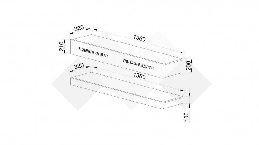 ТВ шкаф Толедо дъб артисан с МДФ бяло гланц - изглед 3 - МебелМаг ТВ шкаф Толедо дъб артисан с МДФ бяло гланц - изглед 3