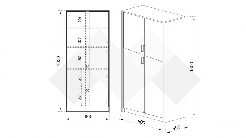 Висок офис шкаф Кашмир кашмир - изглед 3