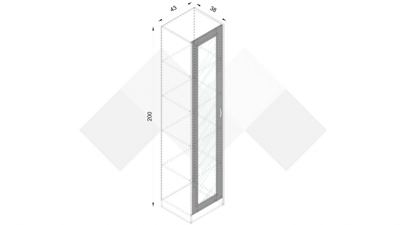Висок шкаф с витрина Хироу с витрина дъб вотан с черно шагре - изглед 3