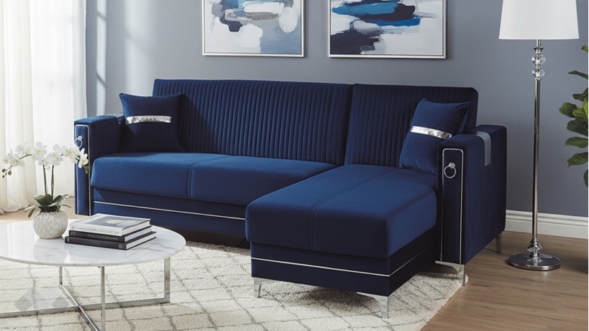 Ъглов диван Дестини универсален ъгъл син - изглед 3