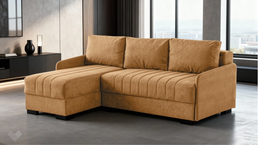 Ъглов диван Бета универсален ъгъл горчица - изглед 2