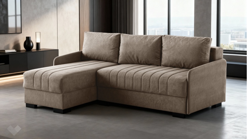 Ъглов диван Бета универсален ъгъл кафяв - изглед 2