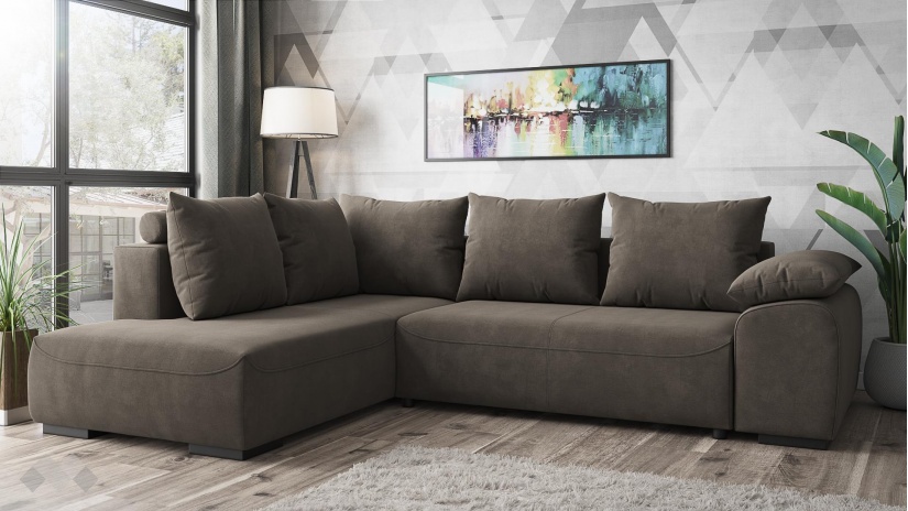 Ъглов диван Билбао с посока кафяв - изглед 1