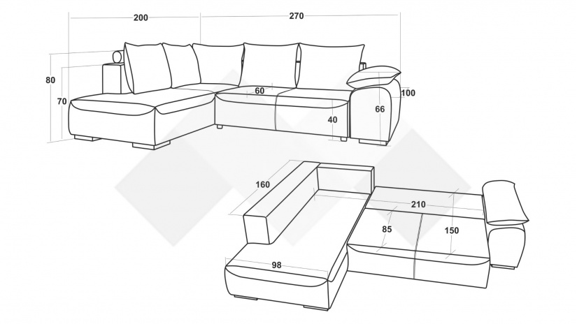 Ъглов диван Билбао с посока кафяв - изглед 5