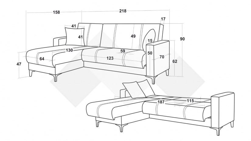 Ъглов диван Браво универсален ъгъл кафяв - изглед 11