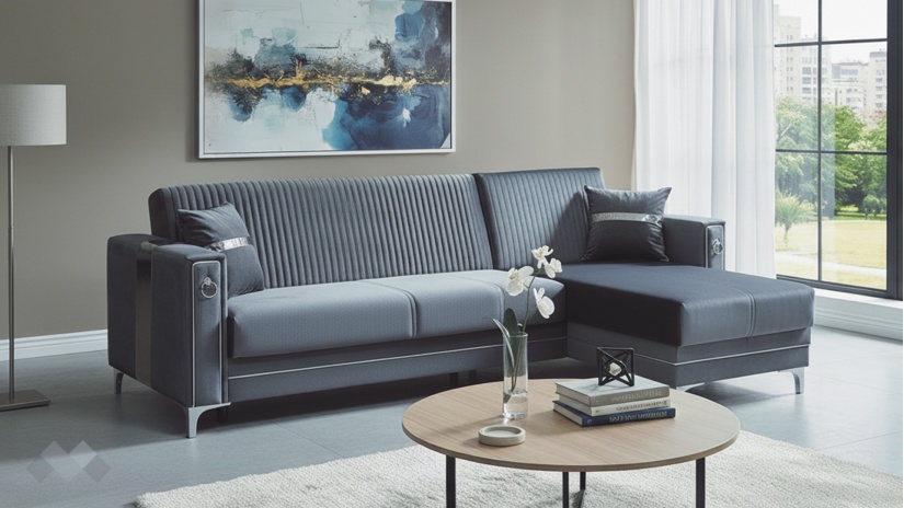 Ъглов диван Дестини универсален ъгъл сив - изглед 3