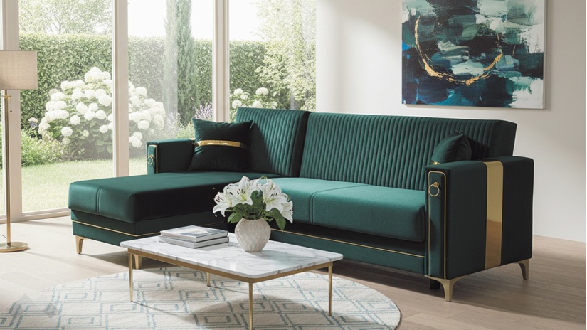 Ъглов диван Дестини универсален ъгъл зелен - изглед 2