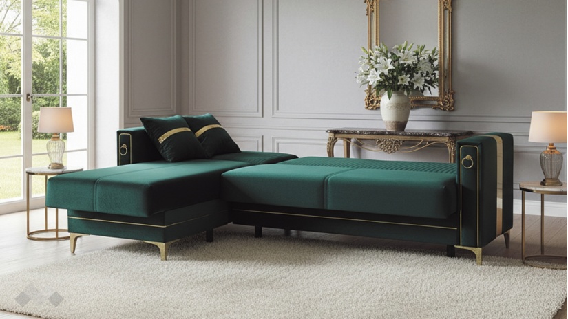 Ъглов диван Дестини универсален ъгъл зелен - изглед 8