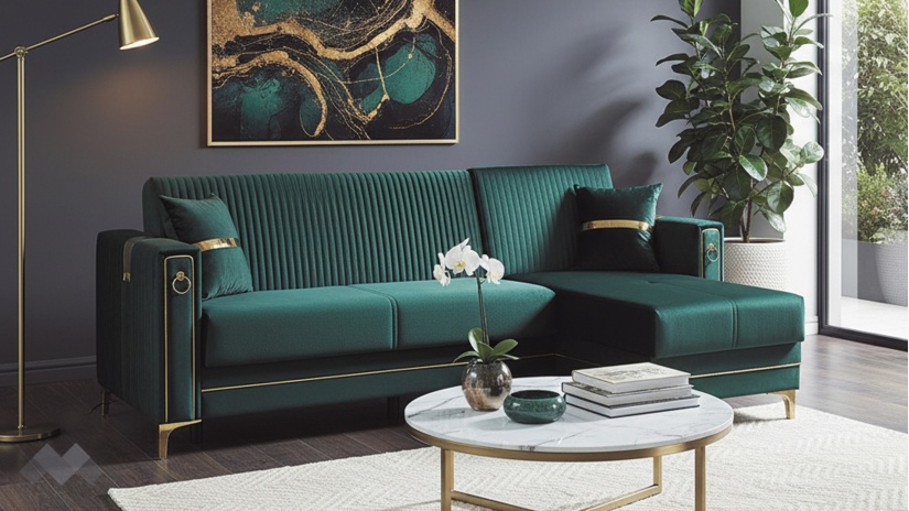 Ъглов диван Дестини универсален ъгъл зелен - изглед 3