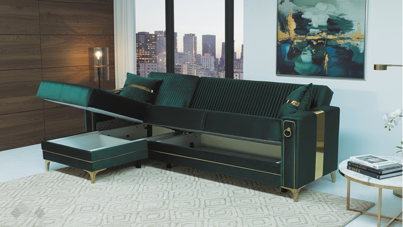 Ъглов диван Дестини универсален ъгъл зелен - изглед 6