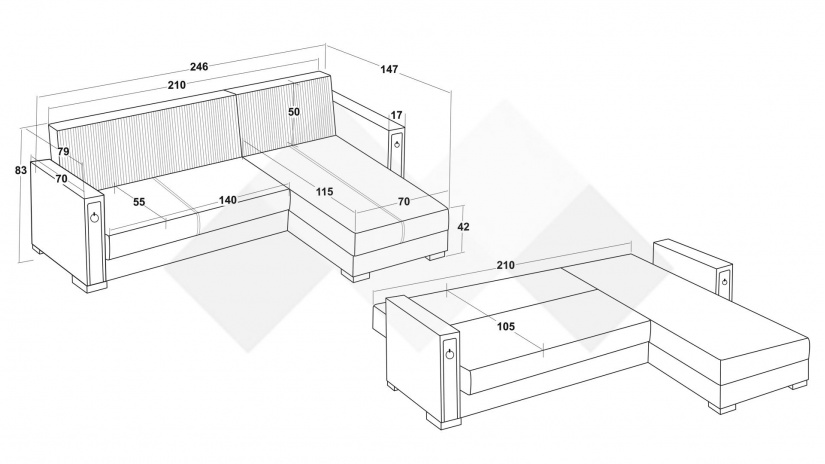 Ъглов диван Дестини универсален ъгъл зелен - изглед 9