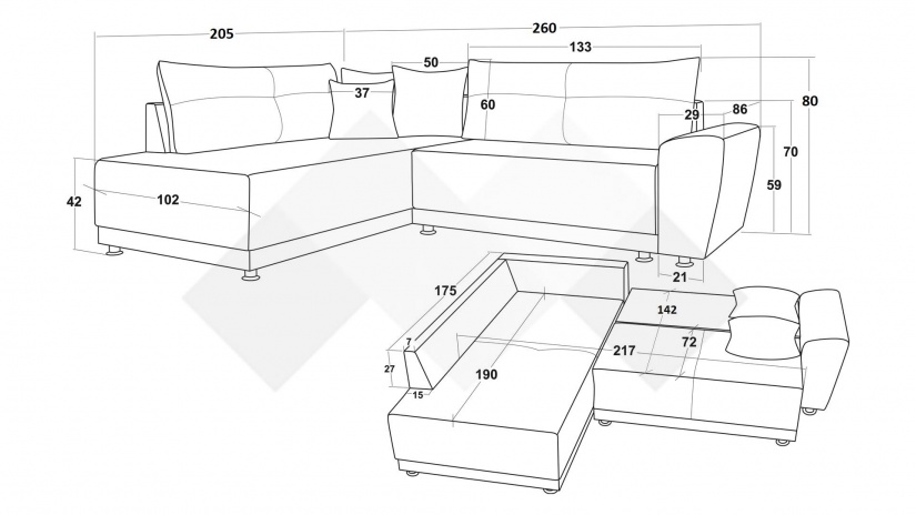 Ъглов диван Фабио с посока деним - изглед 5