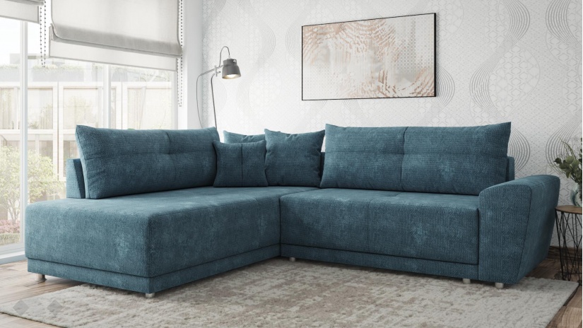 Ъглов диван Фабио с посока деним - изглед 1