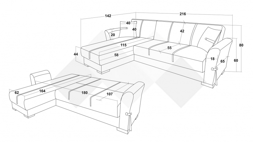 Ъглов диван Флоранс универсален ъгъл кафяв - изглед 10
