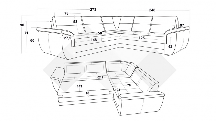 Ъглов диван Моника с посока кафяв - изглед 4