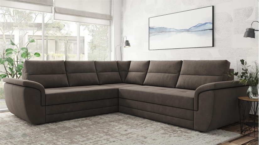 Ъглов диван Моника с посока кафяв - изглед 1