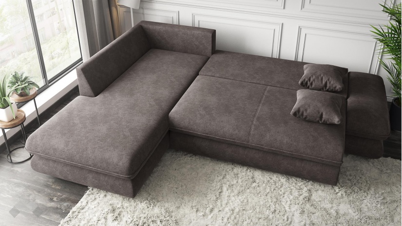 Ъглов диван Монтело с посока кафяв - изглед 4