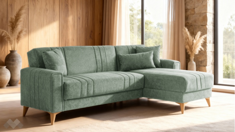 Ъглов диван Омега универсален ъгъл зелен - изглед 1