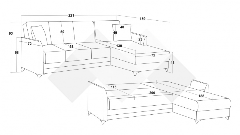 Ъглов диван Сафо универсален ъгъл кафяв - изглед 9