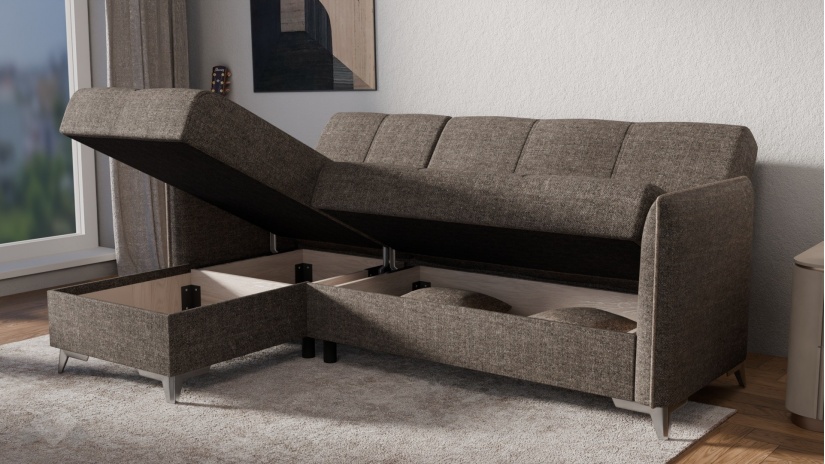 Ъглов диван Сафо универсален ъгъл кафяв - изглед 6