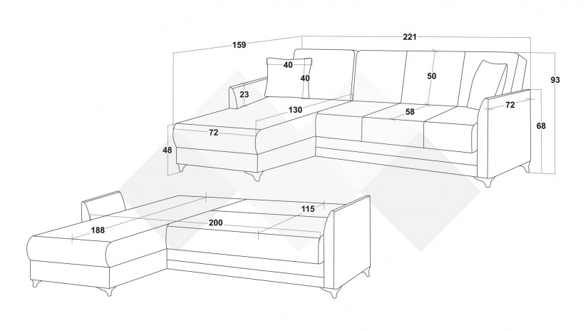 Ъглов диван Сафо универсален ъгъл кафяв - изглед 10