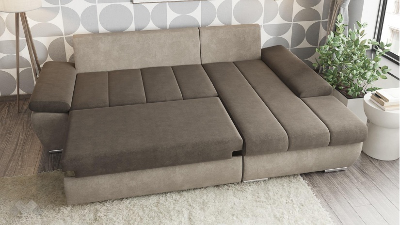 Ъглов диван Савона с посока кафяв със светло кафяво - изглед 3