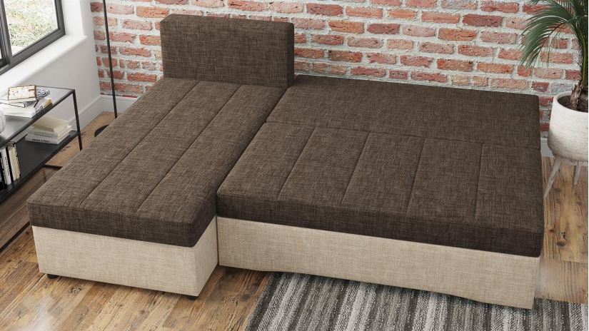 Ъглов диван Селин кафяв със светло кафяво - изглед 10