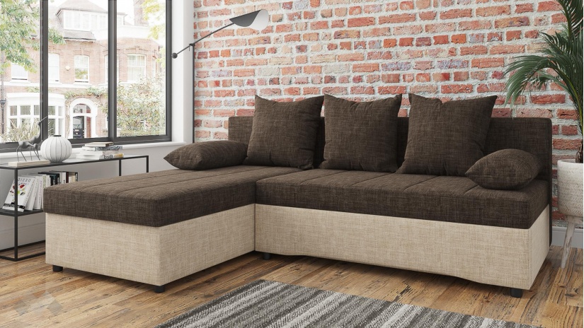 Ъглов диван Селин кафяв със светло кафяво - изглед 2