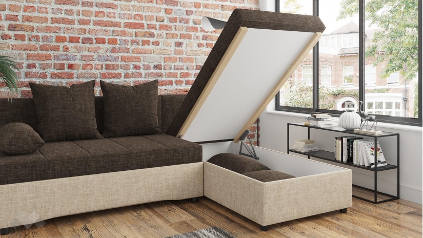 Ъглов диван Селин кафяв със светло кафяво - изглед 5