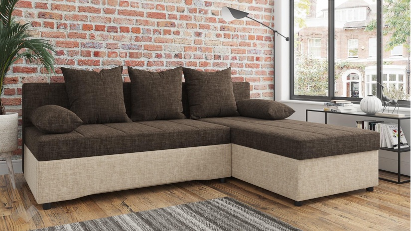 Ъглов диван Селин кафяв със светло кафяво - изглед 1