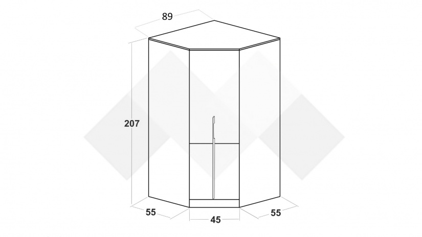 Гардероб Калифорния ъглов бяло с бяло гланц и антик - изглед 2